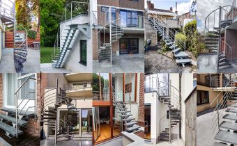 Escaliers extérieurs Spira : exemples de structures droites, tournante