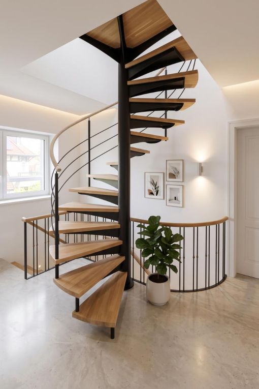 CARAKOLL 3 : Escalier colimaçon acier & bois sur mesure