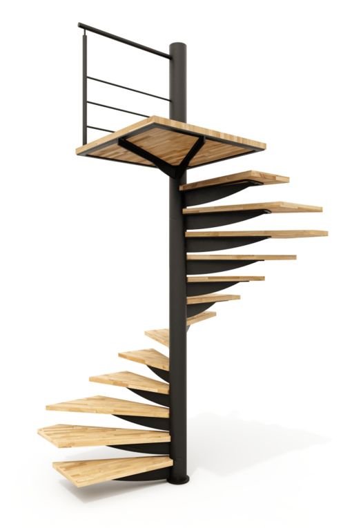 LOOP : escalier colimaçon acier bois à plan carré sur mesure
