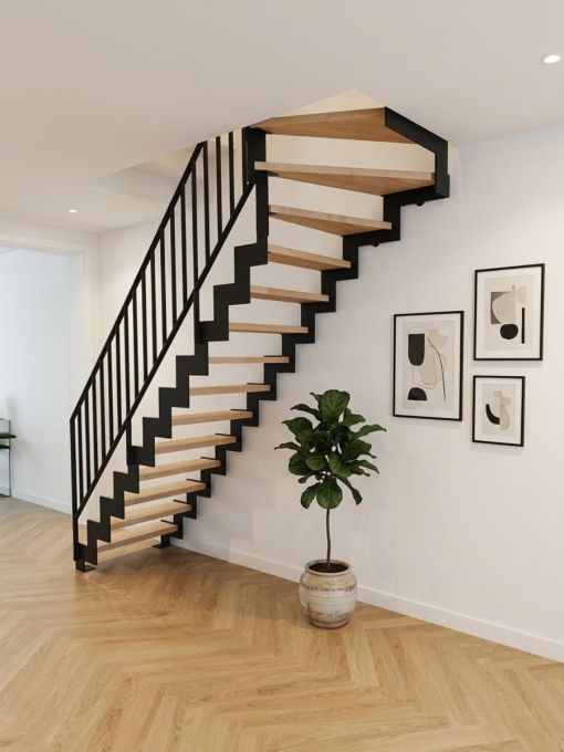 UP & DOWN : escalier intérieur design à double limon en acier
