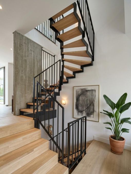 UP & DOWN : escalier intérieur design à double limon en acier