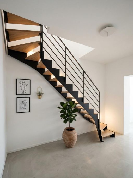 UP & DOWN : escalier intérieur design à double limon en acier