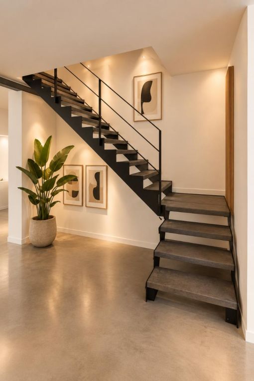 UP & DOWN : escalier intérieur design à double limon en acier