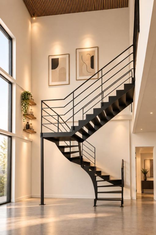 UP & DOWN : escalier intérieur design à double limon en acier