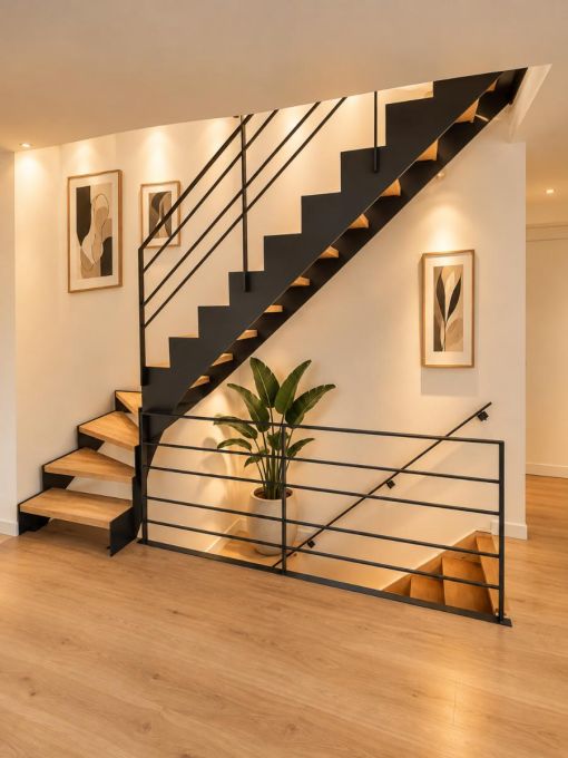 UP & DOWN : escalier intérieur design à double limon en acier