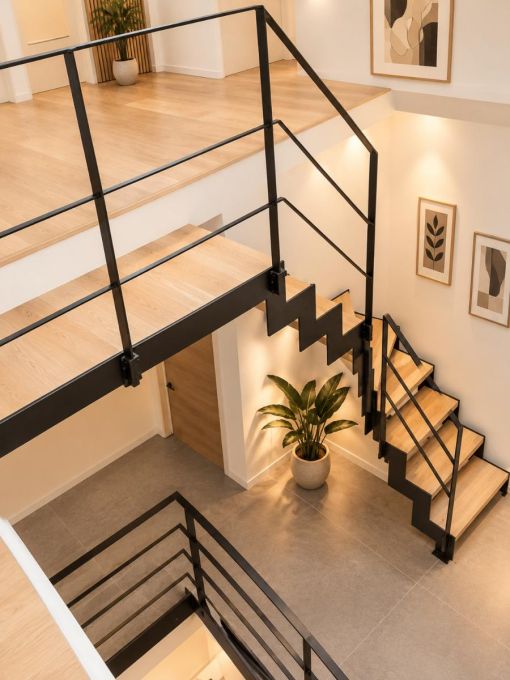 UP & DOWN : escalier intérieur design à double limon en acier