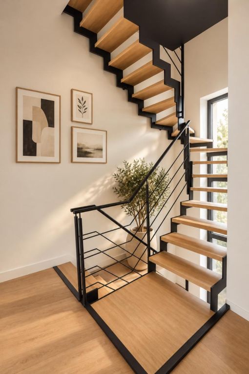 UP & DOWN : escalier intérieur design à double limon en acier