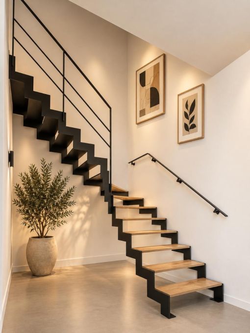 UP & DOWN : escalier intérieur design à double limon en acier