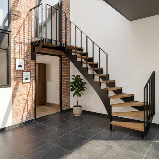 UP & DOWN : escalier intérieur design à double limon en acier