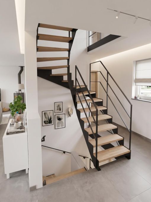UP & DOWN : escalier intérieur design à double limon en acier